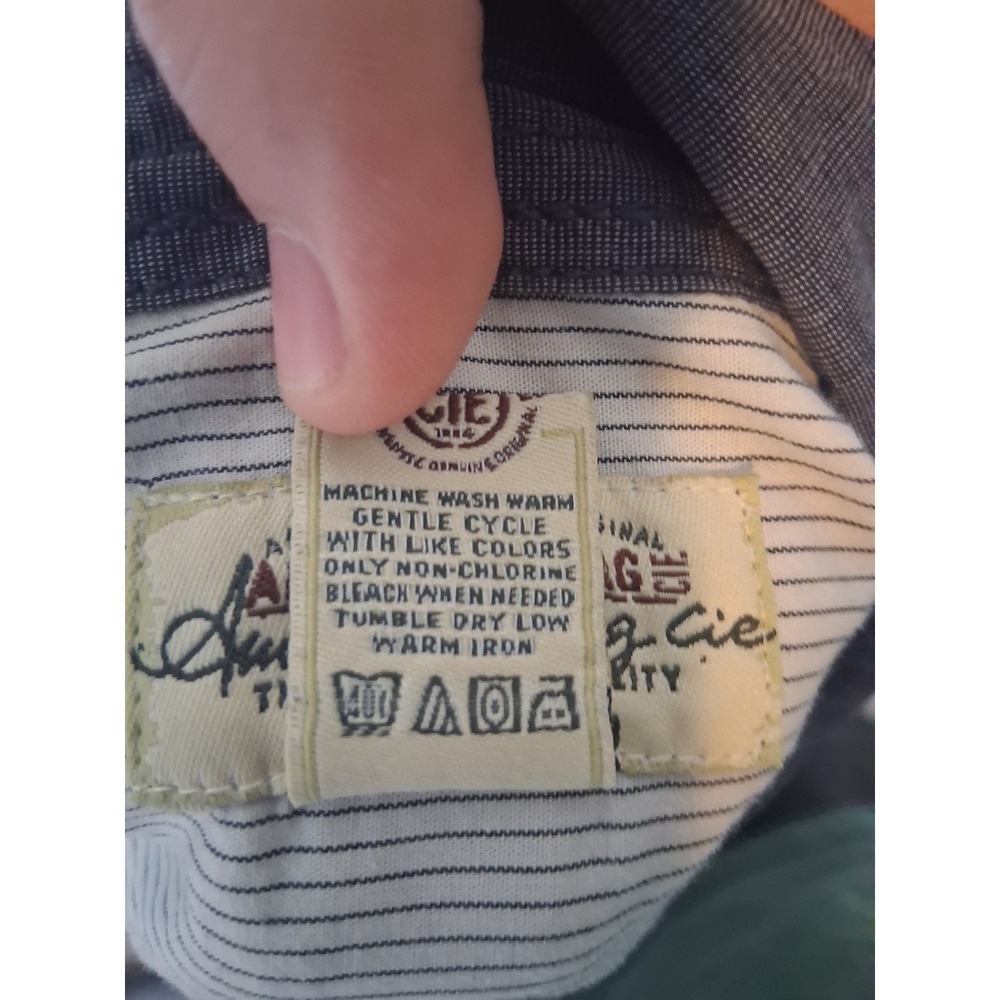 Military American Rag Cie Button Down Shirt Men L Grey Epaulette Roll Tab Sleeve - Picture 7 of 7